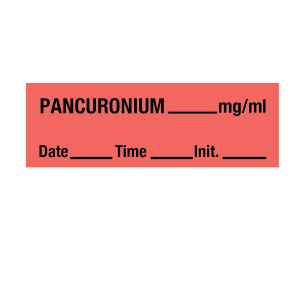 Tape, Pancuronium 1/2" x 500" Flr Red w/Black